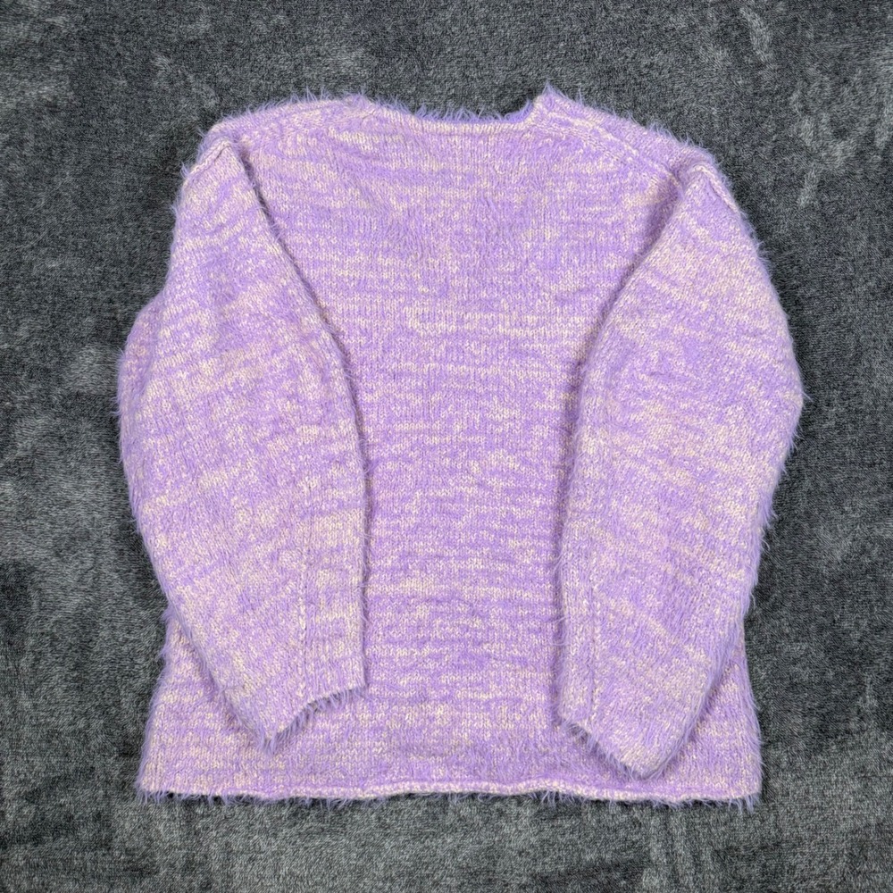 Free People Fuzzy Eyelash Knit Sweater Purple Lilac Oversized Boho Small - Picture 4 of 8